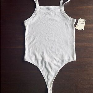 Nordstrom White Ribbed Girls One-Piece Bodysuit